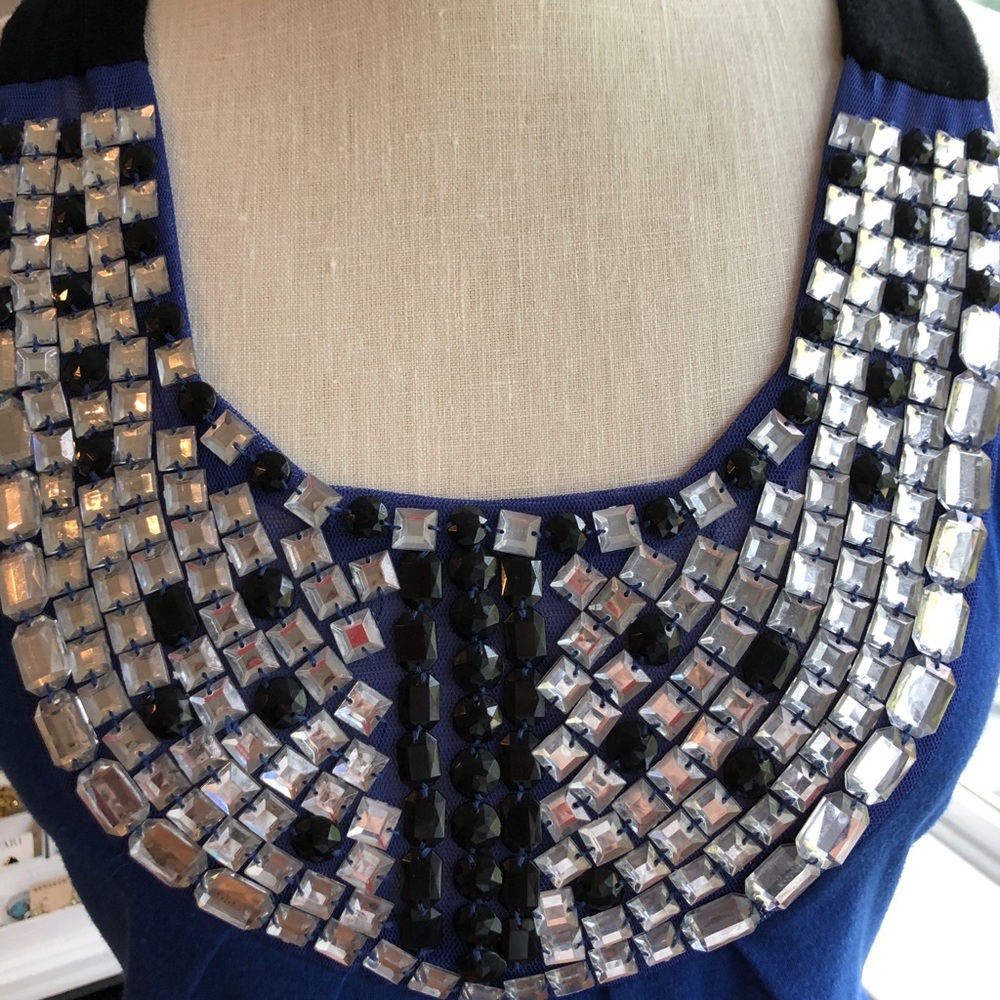 Cobalt Clear & Blk Stone Front Accents Tunic Med